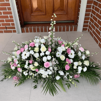 White and Pink Casket Spray
