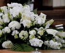 white casket spray flowers