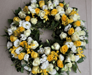 White and yellow flower wreath